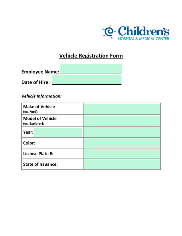Vehicle Registration Form screenshot