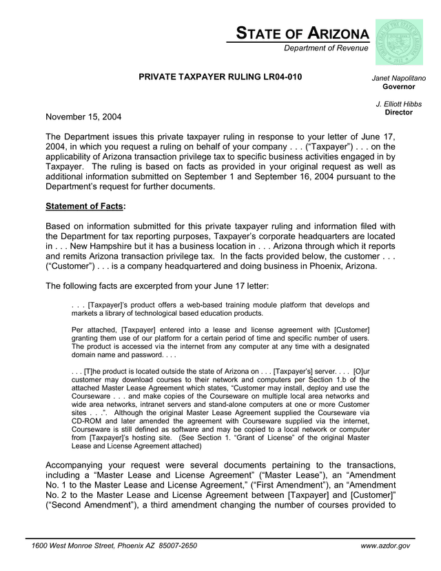Private Taxpayer Ruling LR04 010 screenshot