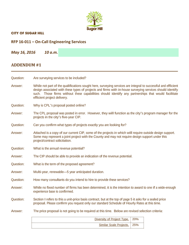 RFP 16 011  On Call Engineering Services screenshot