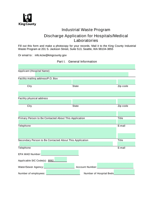 Industrial Waste Program Discharge Application For HospitalsMedical Laboratories screenshot