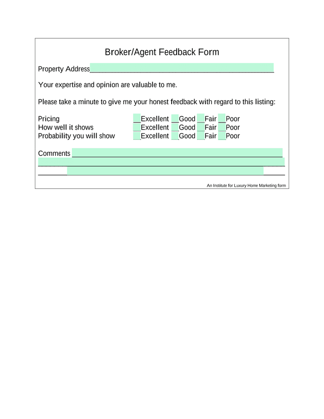 BrokerAgent Feedback Form screenshot
