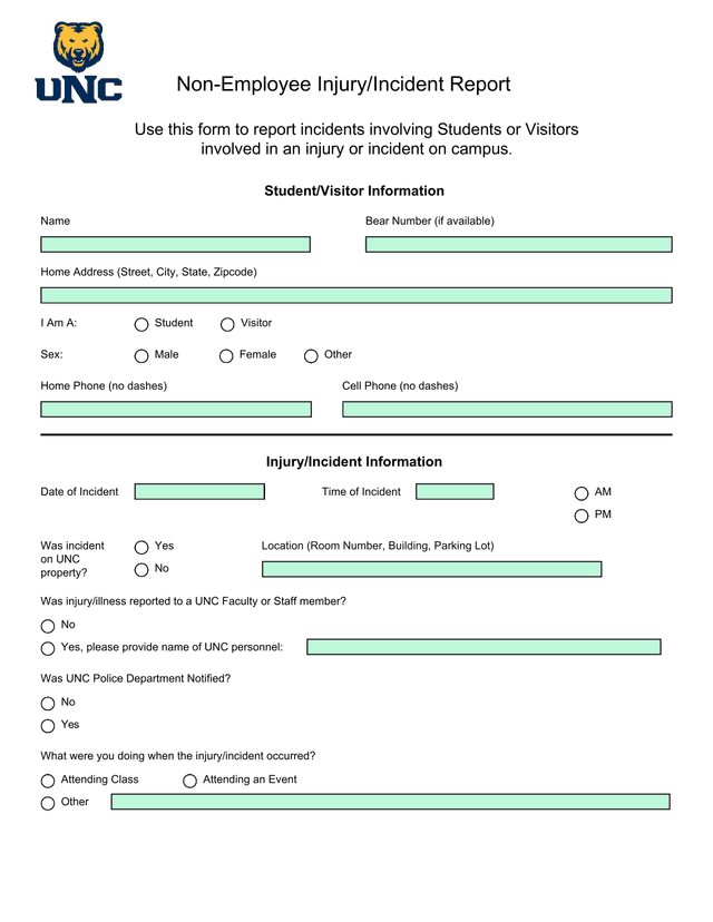 Non Employee InjuryIncident Report screenshot