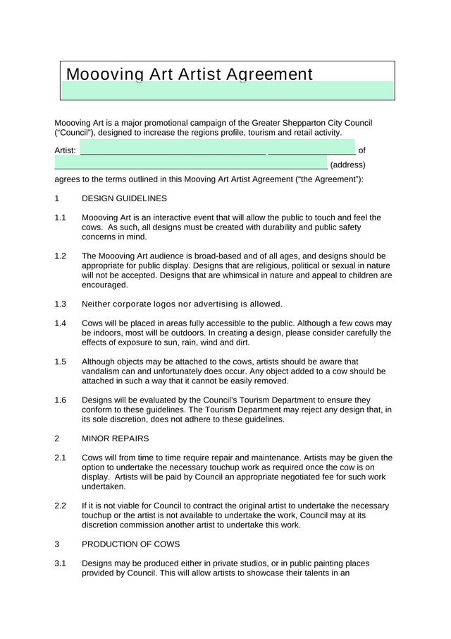 Mooving Art Artist Agreement screenshot