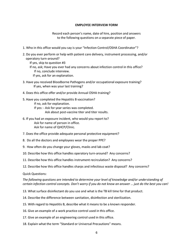 Employee Interview Form screenshot