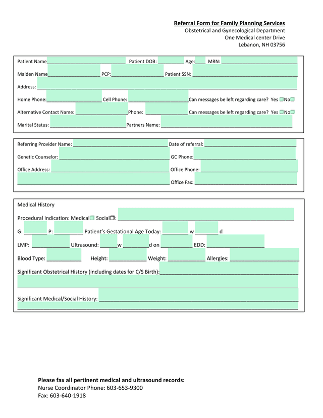 Referral Form For Family Planning Services screenshot