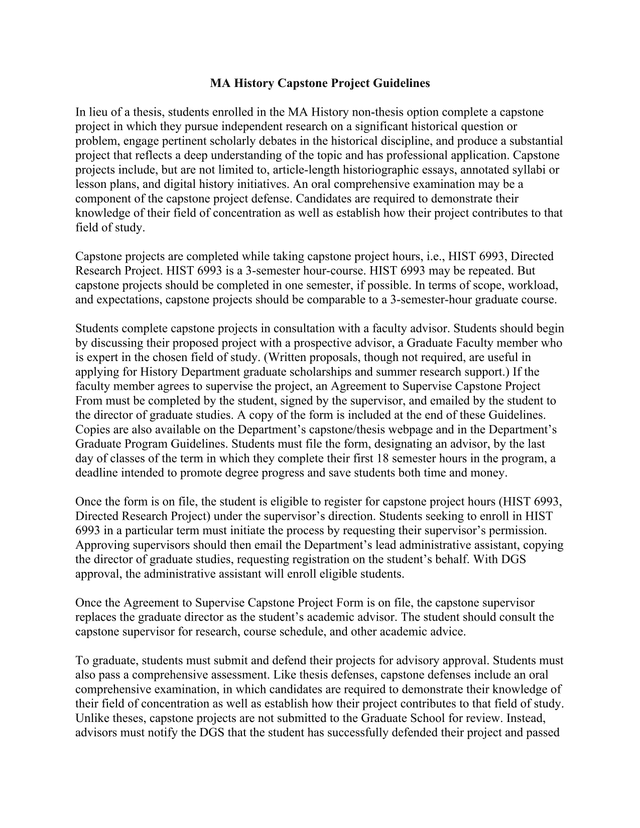 MA History Capstone Project Guidelines screenshot