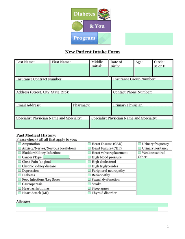 New Patient Intake Form screenshot