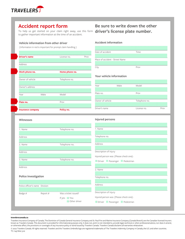 Accident Report Form screenshot