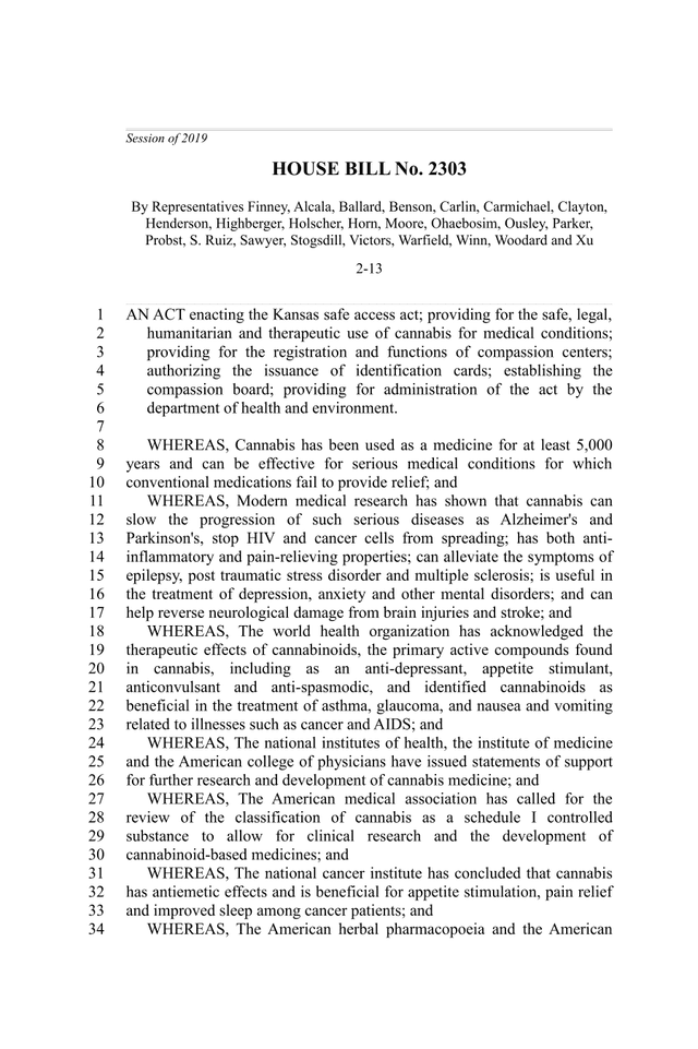 House Bill No. 2303   Kansas Safe Access Act screenshot