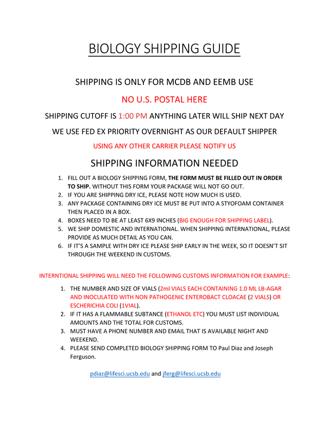 Biology Shipping Guide screenshot
