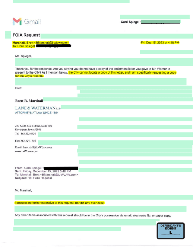 FOIA Request Email screenshot