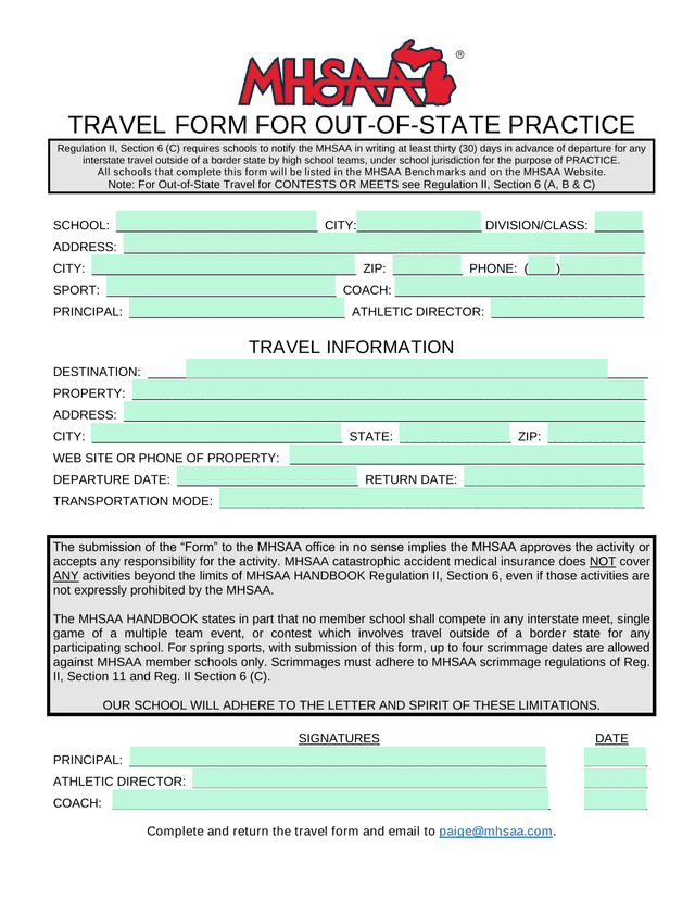 Travel Form For Out Of State Practice screenshot