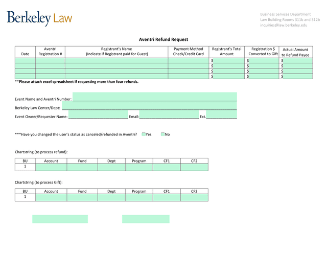 Aventri Refund Request screenshot