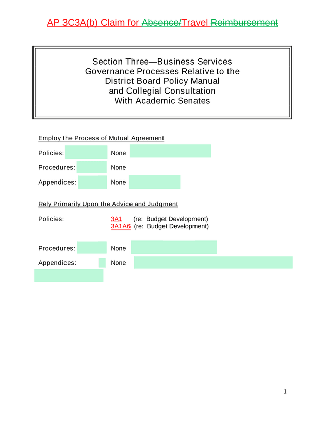 AP 3C3A(B) Claim For AbsenceTravel Reimbursement screenshot