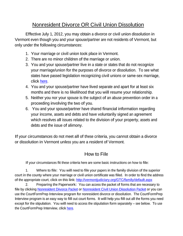 Nonresident Divorce OR Civil Union Dissolution screenshot