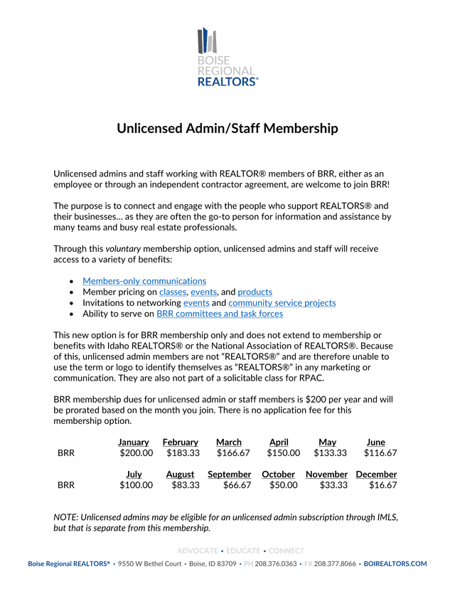 Unlicensed AdminStaff Membership screenshot
