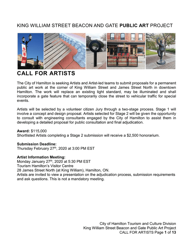 King William Street Beacon And Gate Public Art Project Call For Artists screenshot