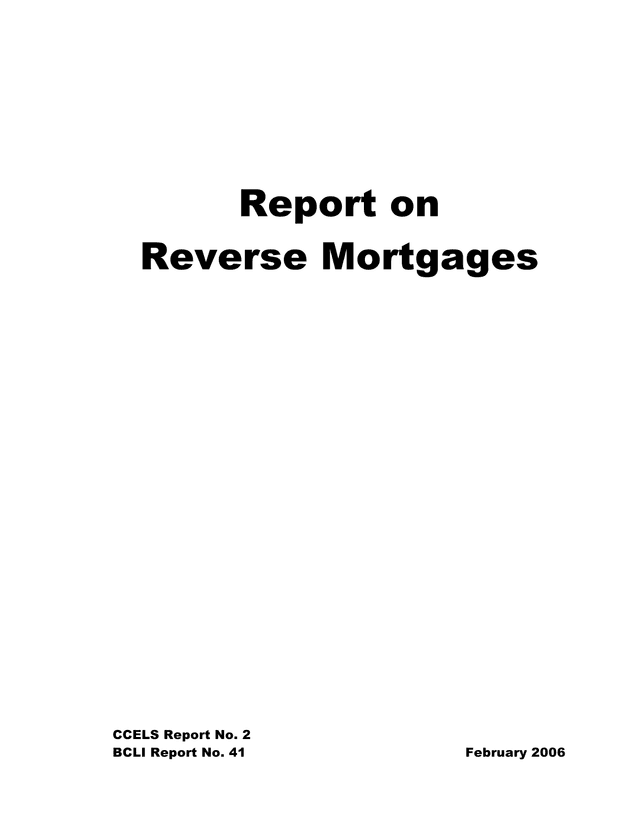 Report On Reverse Mortgages screenshot