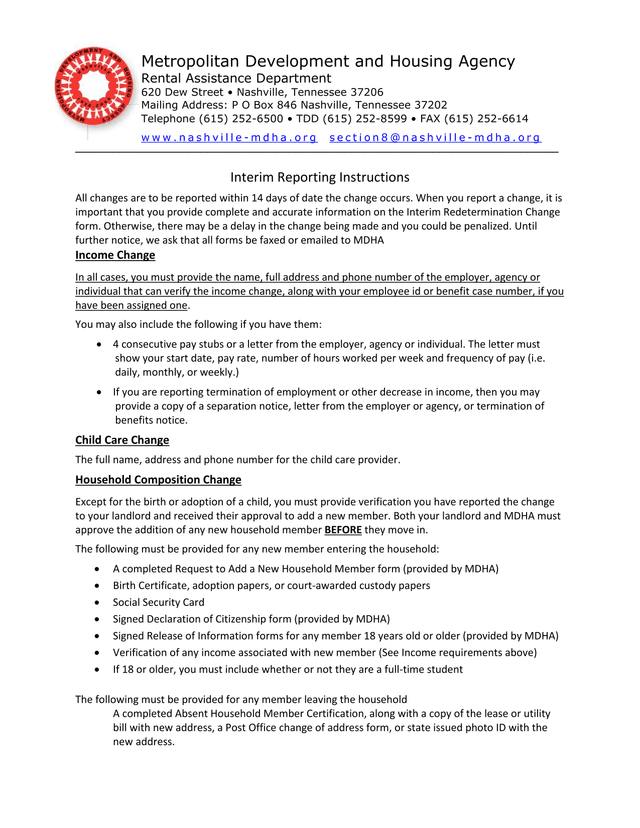 Interim Reporting Instructions screenshot