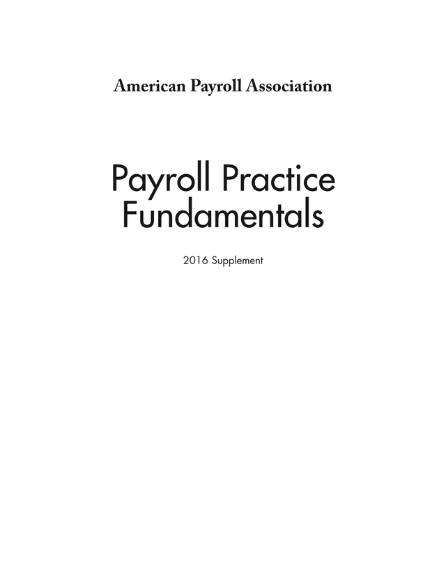 Payroll Practice Fundamentals 2016 Supplement screenshot