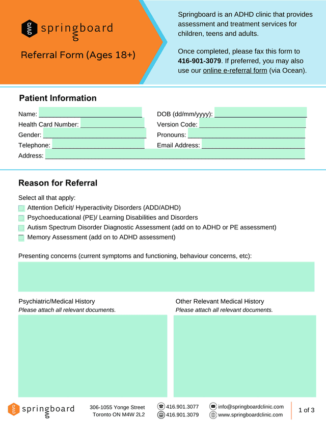 Referral Form (Ages 18) screenshot