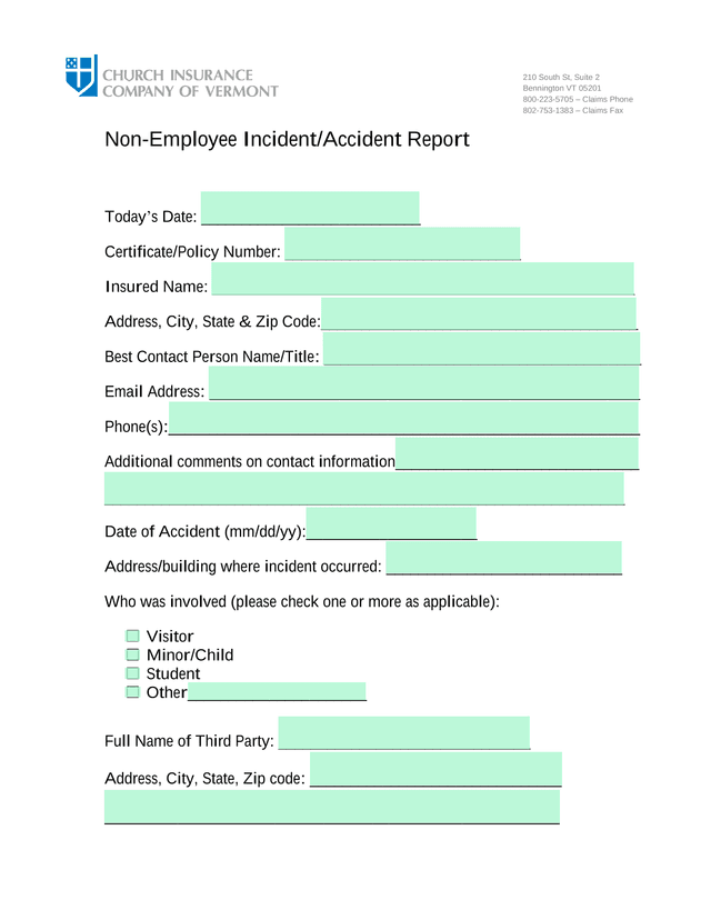 Non Employee IncidentAccident Report screenshot