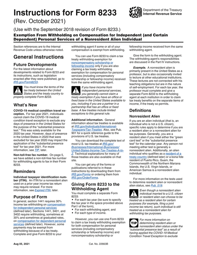 Form 8233 screenshot