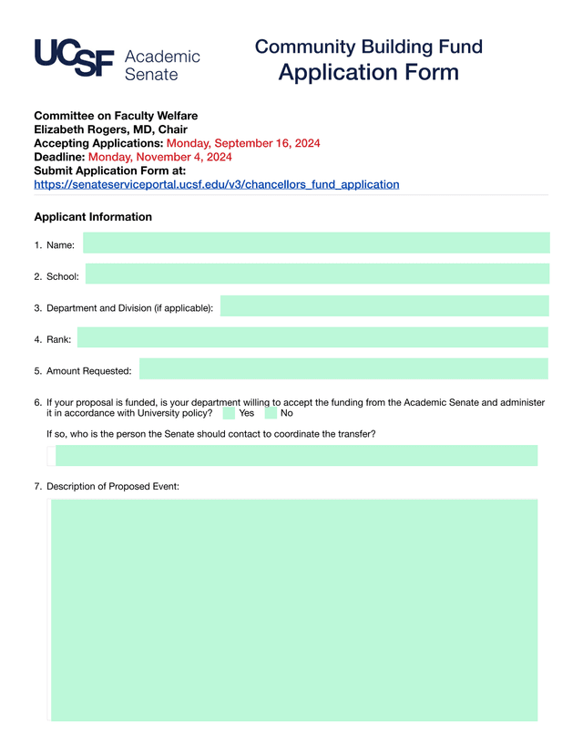 Community Building Fund Application Form screenshot