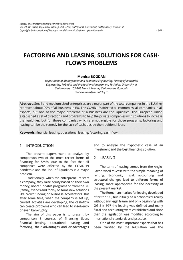 Factoring And Leasing, Solutions For Cash FlowS Problems screenshot