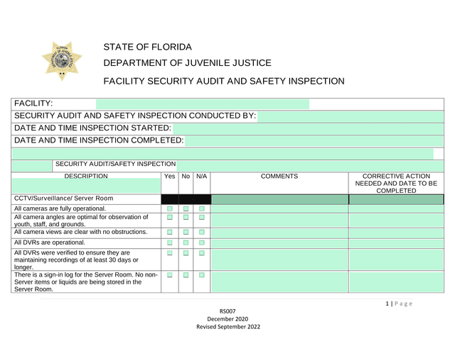 FACILITY SECURITY AUDIT AND SAFETY INSPECTION screenshot