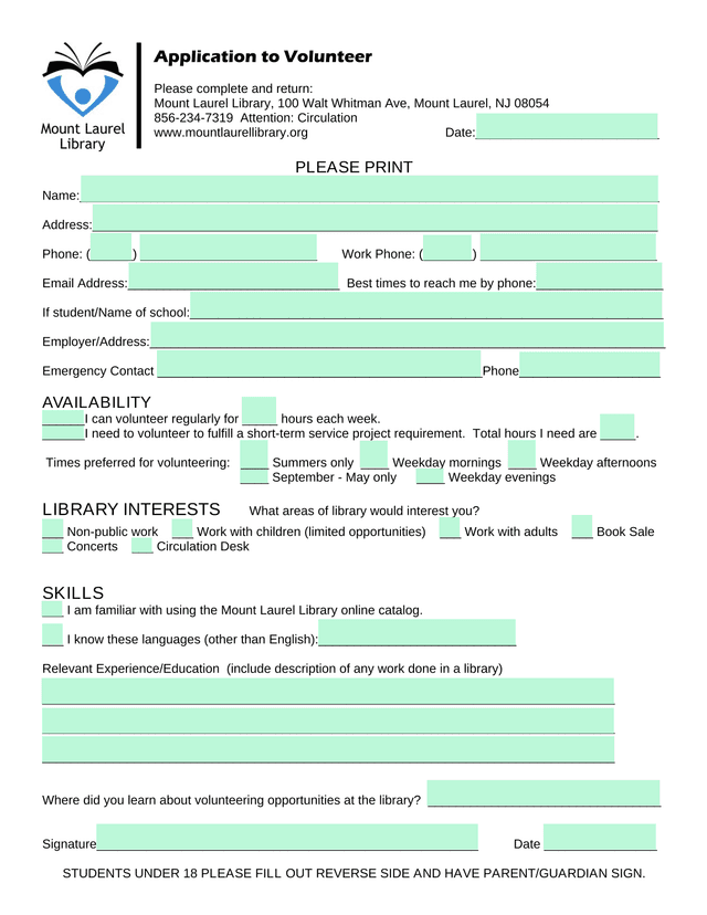 Application To Volunteer screenshot