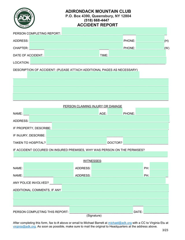 Accident Report screenshot