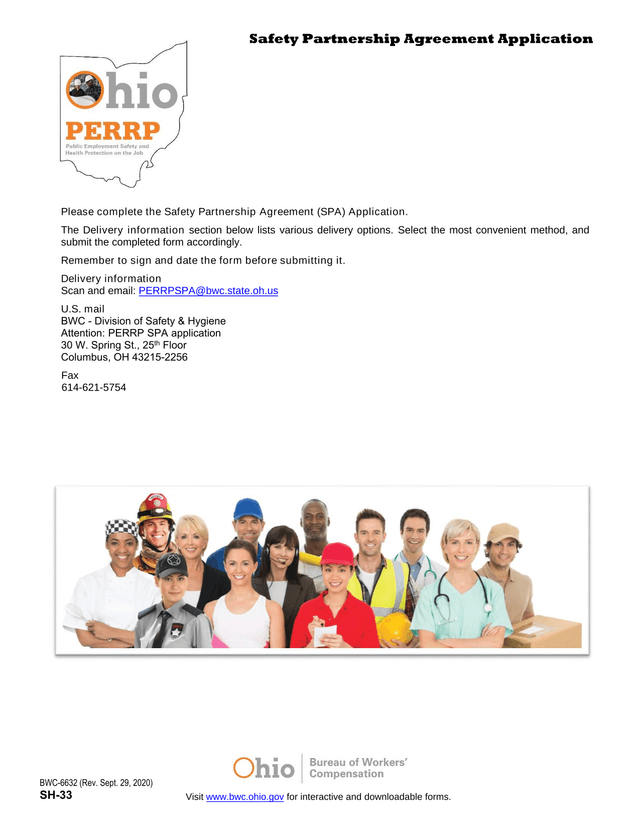 BWC 6632 Safety Partnership Agreement Application Instructions screenshot
