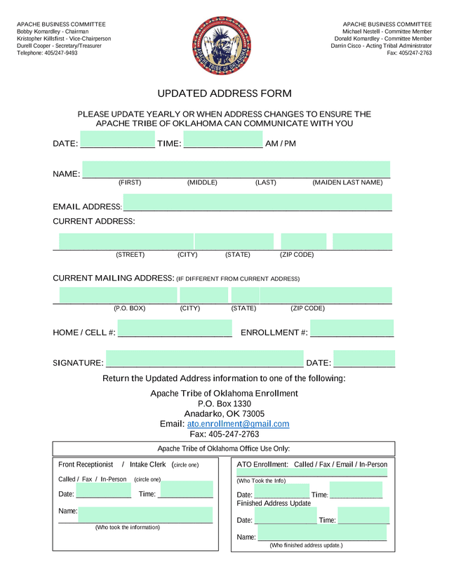 Updated Address Form screenshot