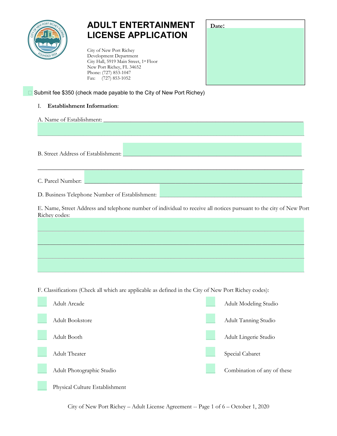 Adult License Application screenshot