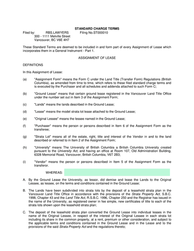 Assignment Of Lease screenshot