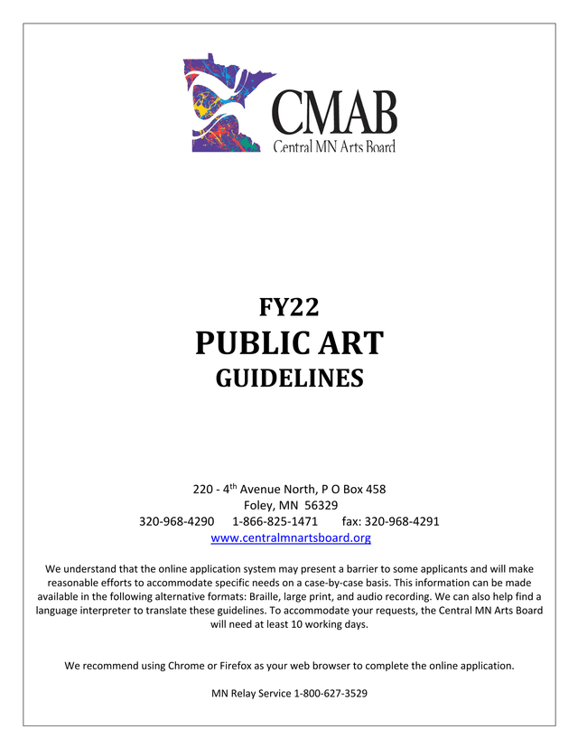 FY22 Public Art Guidelines screenshot