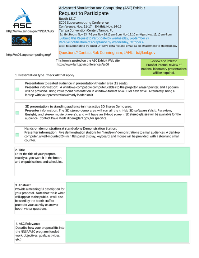 Advanced Simulation And Computing (ASC) Exhibit Request To Participate screenshot