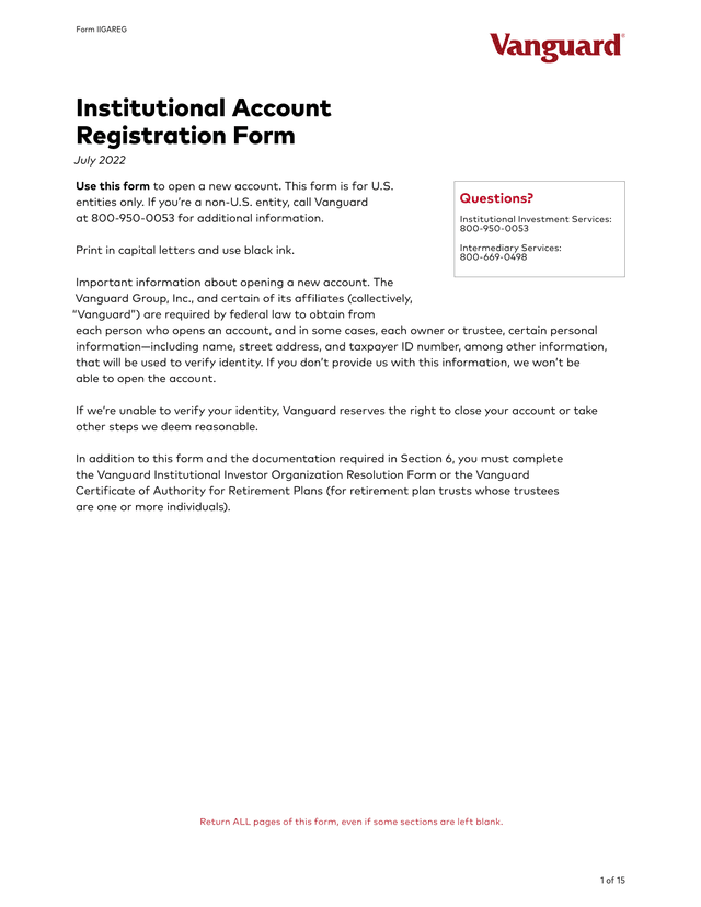 Institutional Account Registration Form screenshot