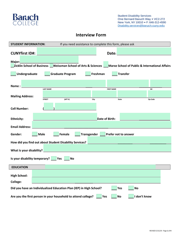 Interview Form screenshot