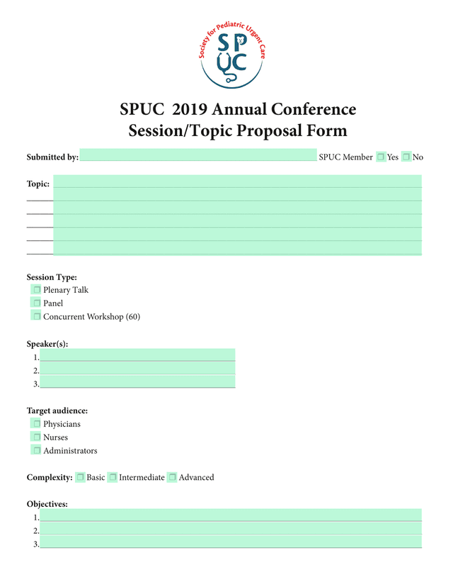 SPUC 2019 Annual Conference SessionTopic Proposal Form screenshot