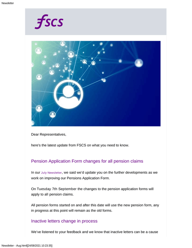 Newsletter screenshot