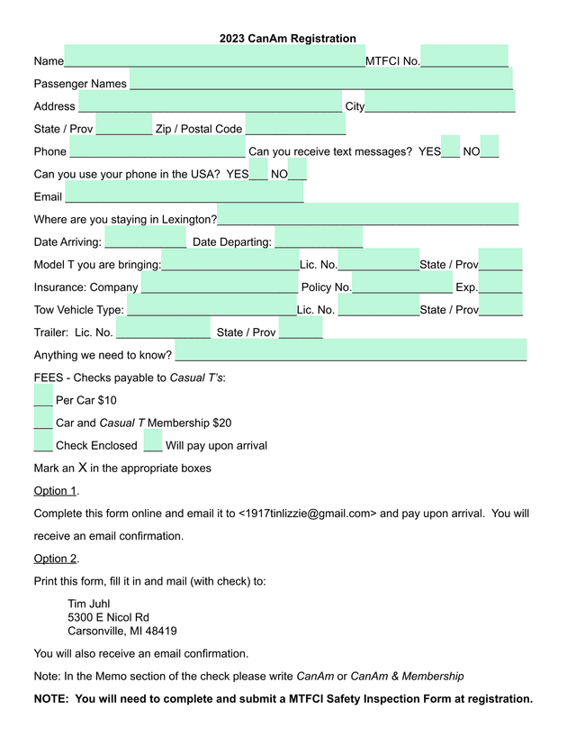 2023 CanAm Registration screenshot