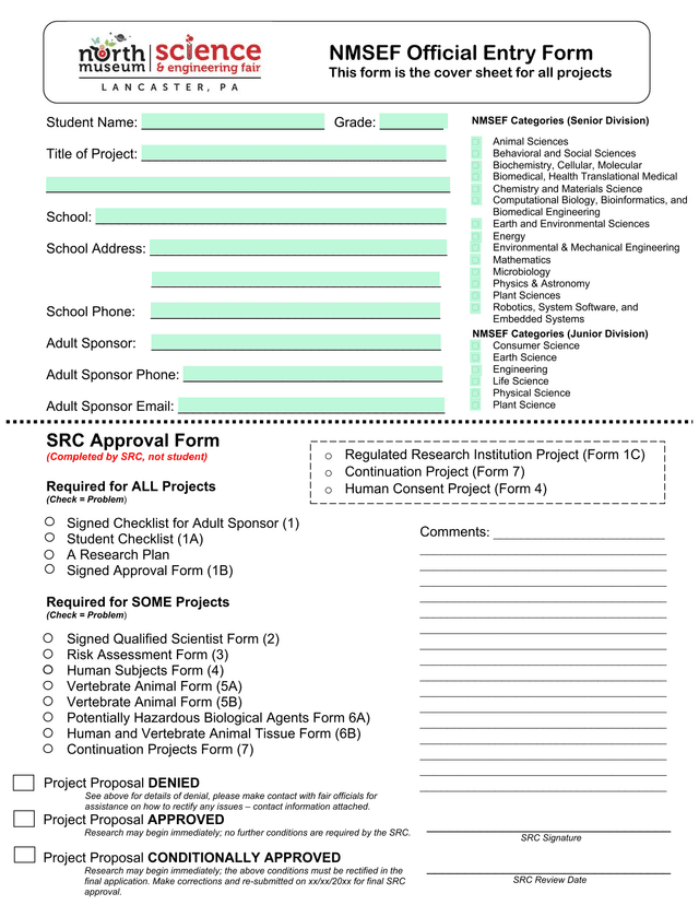 SRC Approval Form screenshot