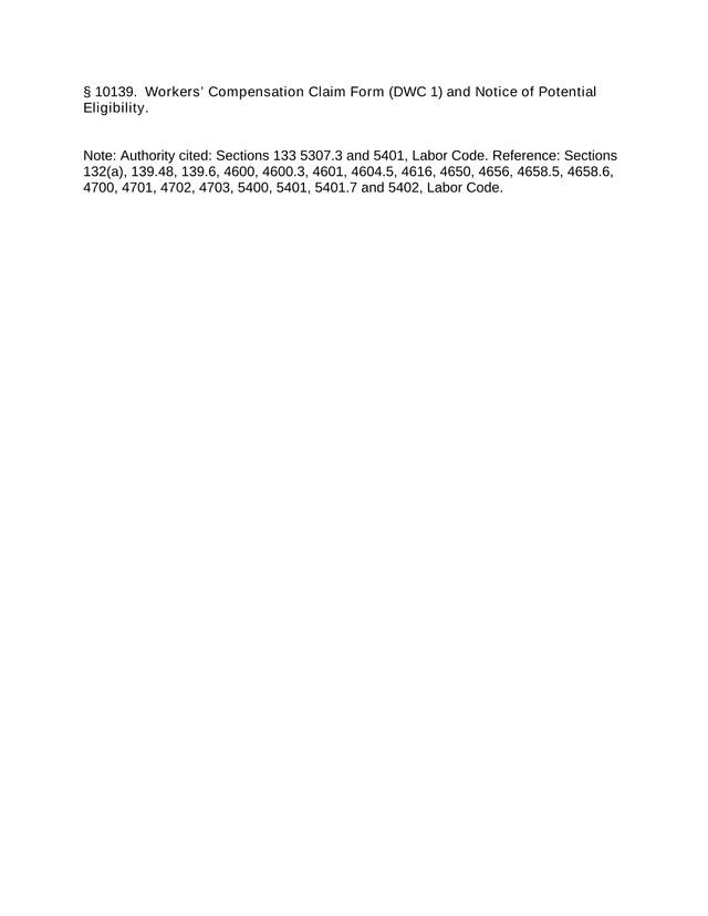 Workers Compensation Claim Form (DWC 1) And Notice Of Potential Eligibility screenshot