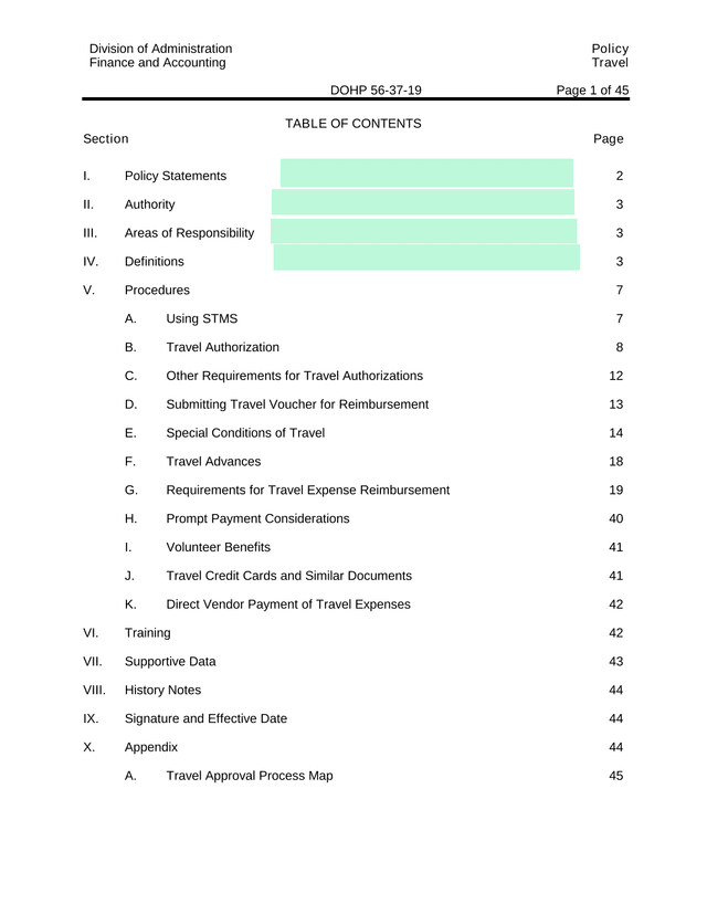 Travel Policy screenshot