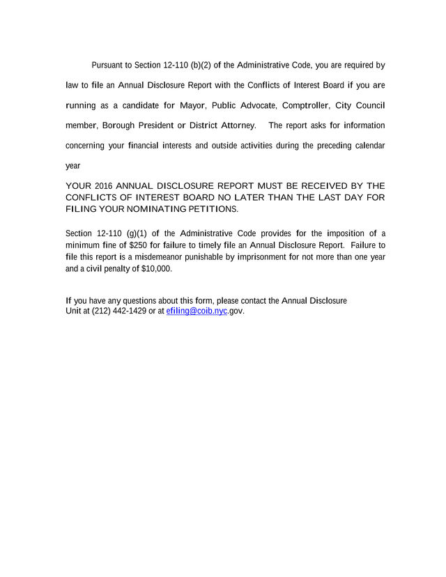 Instructions For Filing Your Annual Disclosure Report For Candidates screenshot