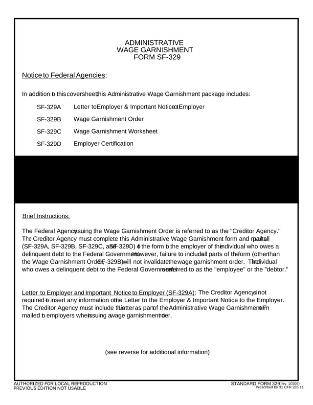 Administrative Wage Garnishment Form SF 329 screenshot