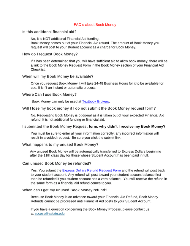 Book Money FAQ screenshot