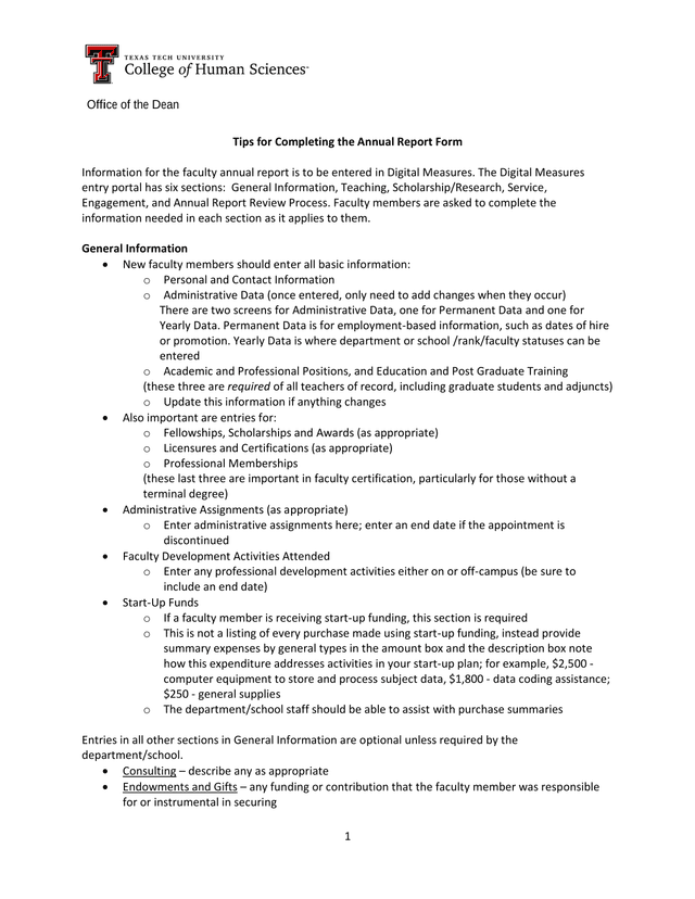 Tips For Completing The Annual Report Form screenshot